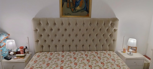 Respaldo Sommier Capitone King Size Beige 1,90 X 1.40 Pana!!