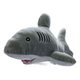 Tiburon De Peluche Color Gris Con Blanco 45x25 Cm 