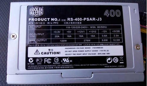 Fonte Atx 400w Real Cooler Master Rs-400-psar-j3 - 2344