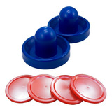 Par De Manoplas Y 4 Discos De 8 Cm. Para Mesa De Air Hockey