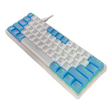 Teclado Gamer Mucai Mk61 60% Switch Red Hot Swappable Rgb Branco E Azul Inglês Us