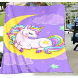 Cobija Unicornio Lila 160x180cm Con Ovejero