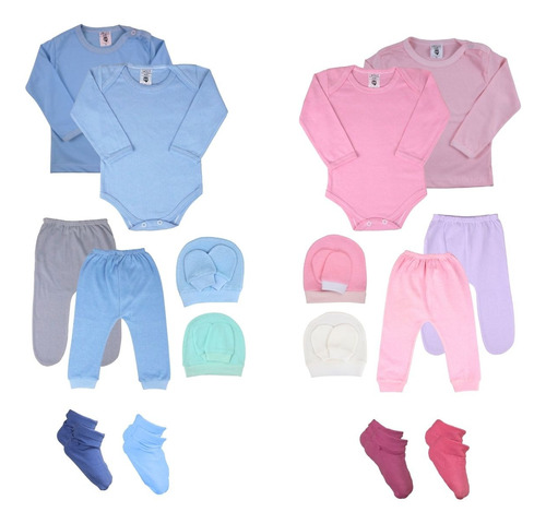 Body Bebe E Pijama Manga Longa Kit Com 10 Pecas Algodao