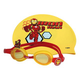 Set De Natacion Infantil Voit Marvel Iron Man Gorra Y Goggle