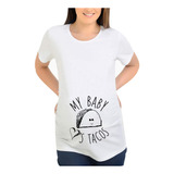 Camiseta Feminina De Manga Curta My Baby Loves Tacos Para Gr