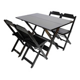 Mesa Bistrô 120x70 Com 4 Cadeiras De Madeira Maciça P/ Bar