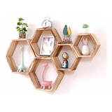 Estantes Flotantes Hexagonales De Madera Para Pared - Decora