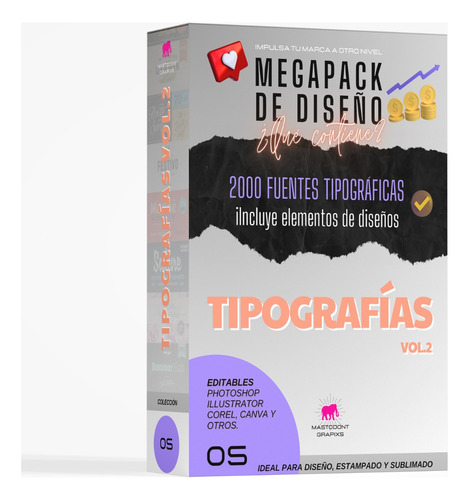 Mega Pack De Diseño 1000 Tipografías Modernas  Vol 2