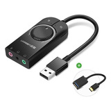 Ugreen Tarjeta De Sonido Externa Usb 2.0 + Adaptador Usb C.