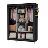 Guarda Roupa Dobrável 3 Portas Organizador Roupa Cor Preta