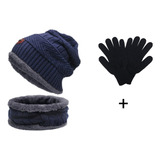 Kit Conjunto Gorro Com Cachecol Gola + Um Par De Luva Preta 