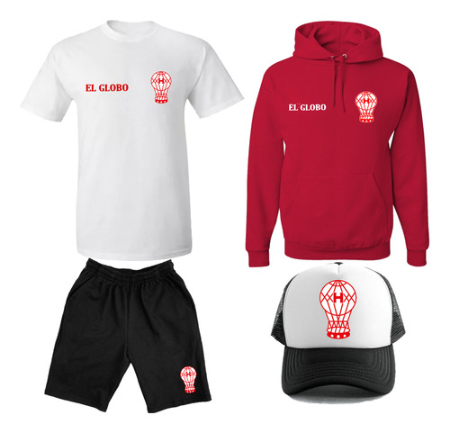 Combo Huracan El Globo Buzo + Remera + Bermuda + Gorra