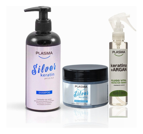 Shampoo Matizador + Mascara + Protector  Magic Azul Plasma