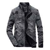 Chaqueta Vintage Para Hombre Abrigo Vaquero Informal Liso