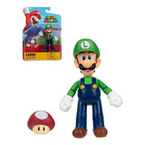 Super Mario Figura Luigi De 4 Pulgadas Con Hongo