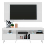 Rack Com Painel Tv 65  Retrô Flórida Multimóveis V3133 Cor Branco