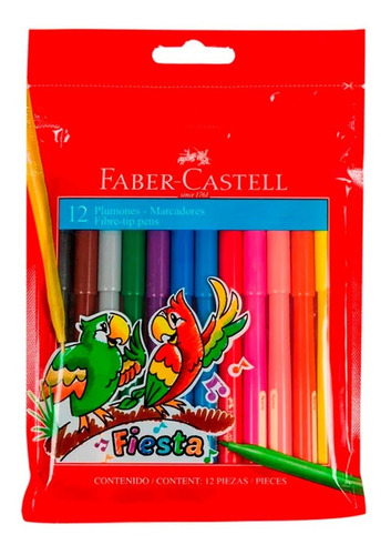 Marcadores - Plumones X 12 Fiesta Faber Castell