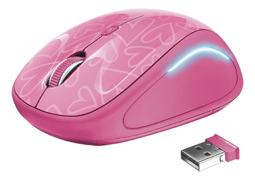 Mouse Trust Yvi Fxi Inalambrico Rosado Con Iluminación Led Color Rosa