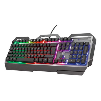 Teclado Gamer Semimecânico Rgb Led Retroiluminado Computador Cor De Teclado Preto Idioma Português Brasil