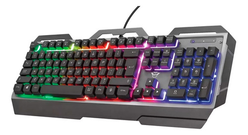 Teclado Gamer Semimecânico Rgb Led Retroiluminado Computador Cor De Teclado Preto Idioma Português Brasil