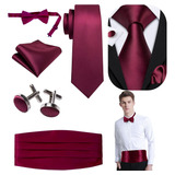 Corbata Hombre+pañuelo+ Mancuernillas+pajarita+cummerbund 6p