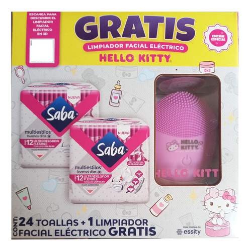 Saba Hello Kitty Toallas Sanitarias Limpiador Facial Electri