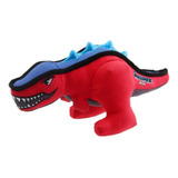 Juguete Para Perros Gigwi Duraspikes Dino Extra Durable Color Rojo Y Azul Con Gris