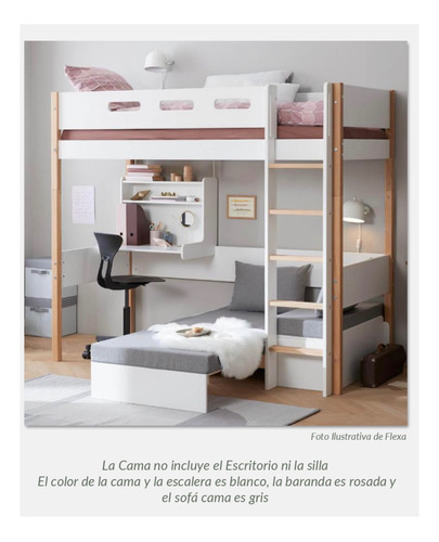 Cama Alta Con Sofa Cama Y Baul - Flexa