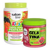 Kit Creme Para Pentear + Gelatina Kids Melancia Salon Line