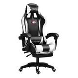 Cadeira Escritório Gamer Ergonômica Reclinável C Massageador Cor Branco Material Do Estofamento Couro Sintético