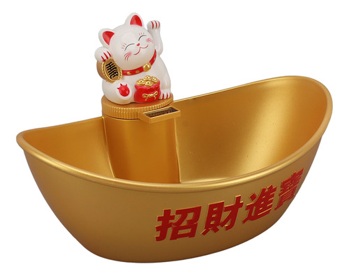 Lingote De Oro Solar Energy Lucky Cat, Adorno Solar Wealth