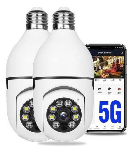 2pcs 5g Wifi Lâmpada Prova D'água Câmera Segurança 1080p