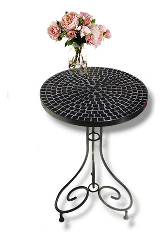 Mesa De Hierro Black 45 Cm. Diametro Con Venecitas