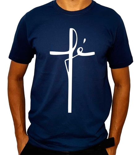 Camiseta Masculina Moda Evangélica Fé Cruz 100% Algodão