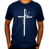 Camiseta Masculina Moda Evangélica Fé Cruz 100% Algodão