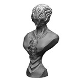 Busto Alien Ficção Científica Alienígena Impressão 3d Cinza