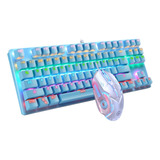 Teclado Mecánico Retroiluminado De 6 Colores 87key Con Mouse