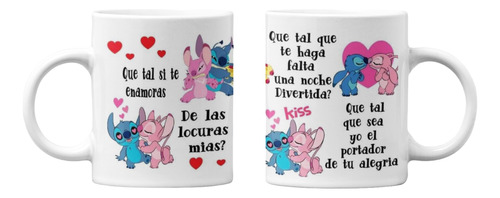 Taza Mágica Stitch Y Ángel Amor Premium R
