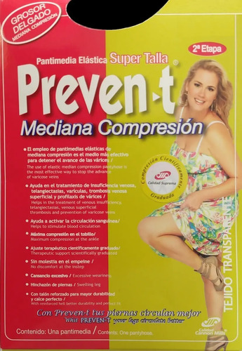 Pantimedia Prevent Compresión Media Grosor Delga Súper Talla | Envío gratis