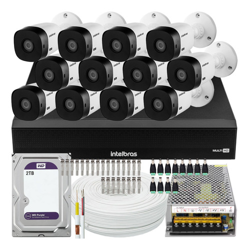 Kit 12 Câmeras Intelbras Vhl 1220 Full Dvr 16 Canais 2tb Wd