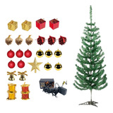 Árvore Natal Decorada 120cm Completa Enfeites Pisca Promoção