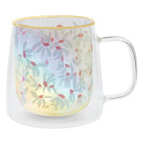 Taza Doble Vidrio White Flowers 400 Ml