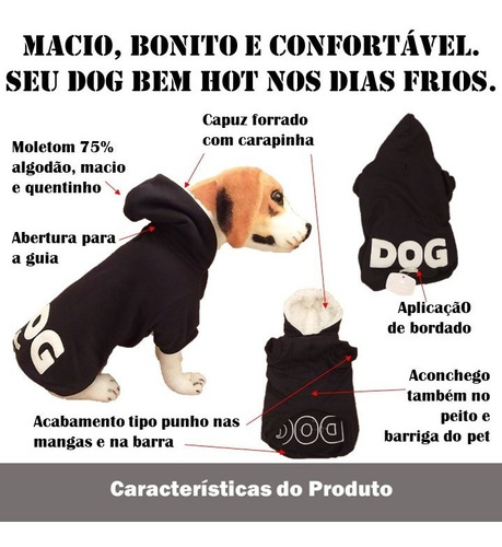 Roupa Roupinha Pet Cachorro Moletom Forrado Carapinha Quente