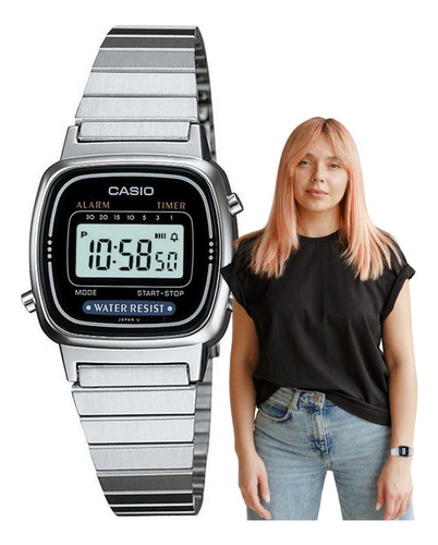 Relógio Casio Feminino Vintage Digital Prata La670wa-1df