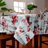 Toalha De Mesa Plástico Impermeável Estampado 6 Lugares Cor Madeira Floral