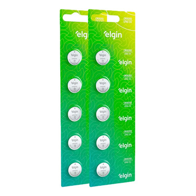 10 Baterias Moeda Elgin Cr2032 - 2 Cartelas - Sensor Alarme | MercadoLivre