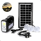 Kit Painel Placa Solar Portátil 3 Lâmpada Led Luz Emergência