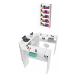 Mesa Para Manicure Em U + Porta Esmaltes Combo Moderno