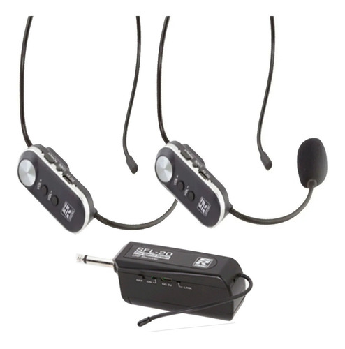 Microfone Headset Duplo Sem Fio Sfw20 Compacto Recarregável