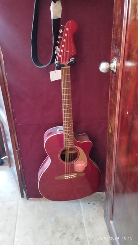 Fender New Porter Guitarra Electroacústica Candy Apple Red. 